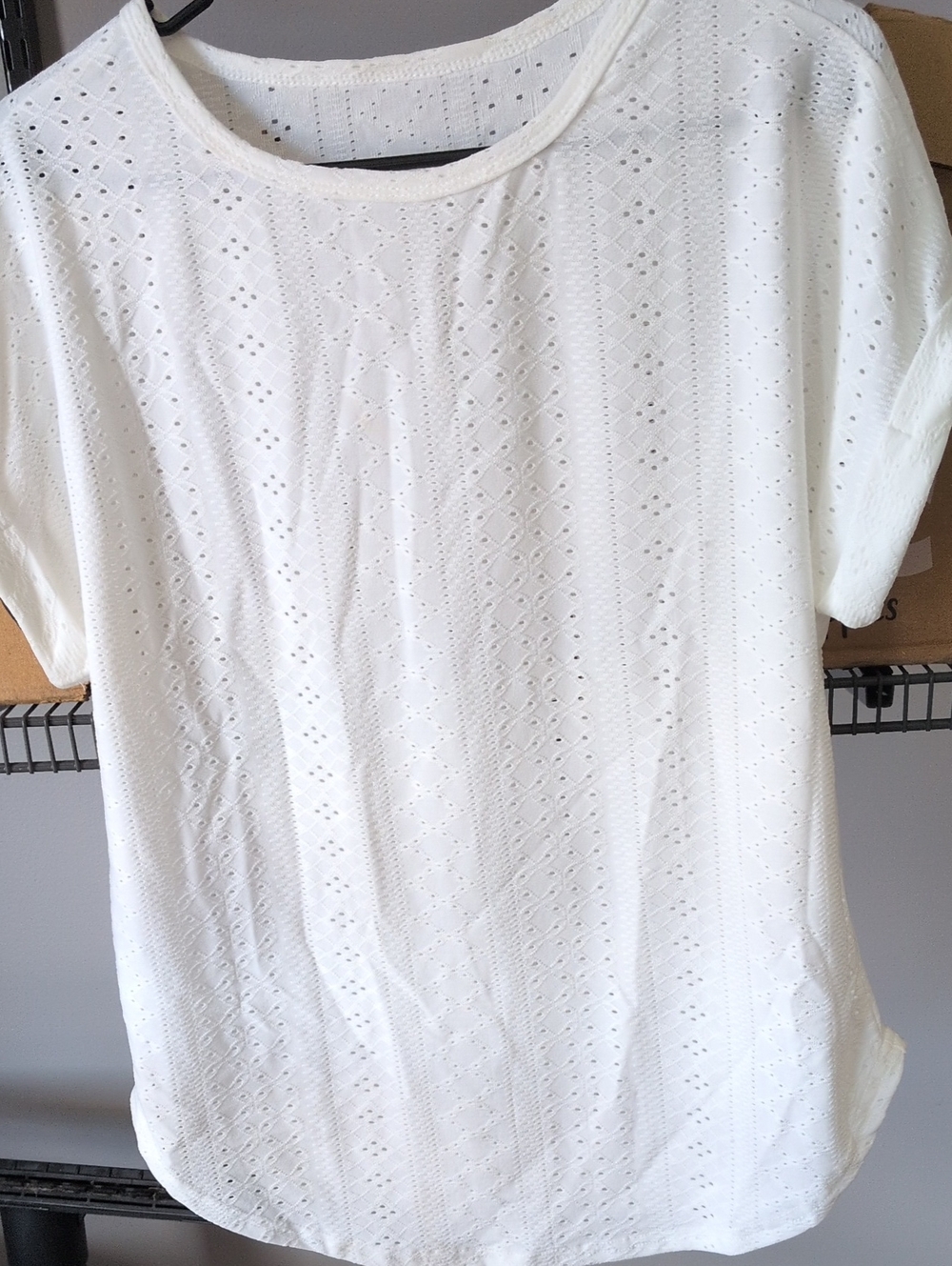 Cupshe White Eyelet Short Sleeve Tee